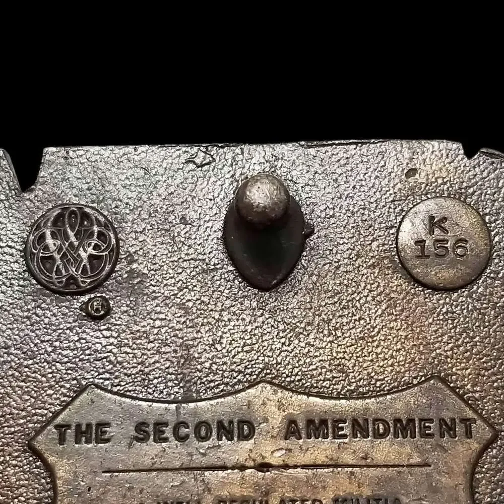VTG Belt Buckle 1976 Brass The Second Amendment USA Made by Bergamot Brass Works
